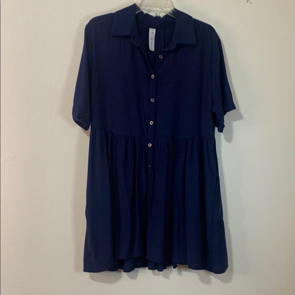 Navy Button-Up Dress